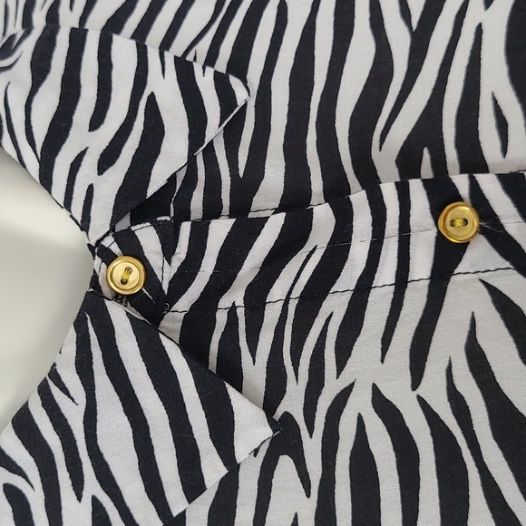 COMO Vintage Assymetrical Blouse  Roll Up Sleeve Ruffle Zebra Print Size XL - Picture 4 of 9